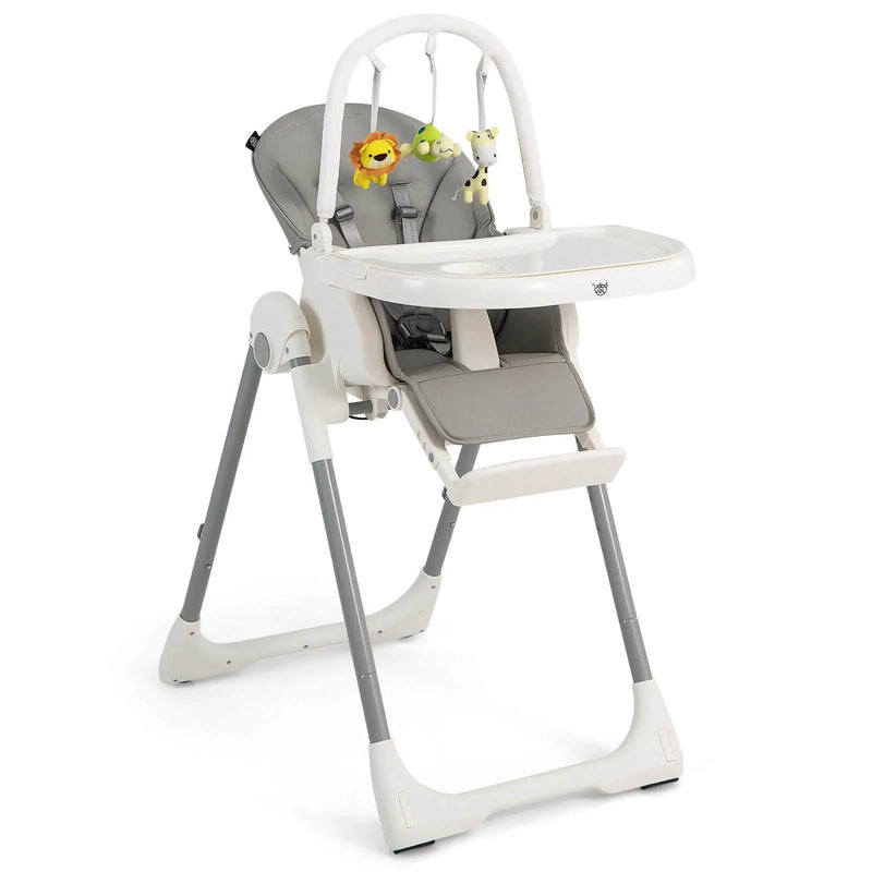 4-in-1 Foldable Baby High Chair with 7 Adjustable Heights and Free Toys Bar by DirectDeals