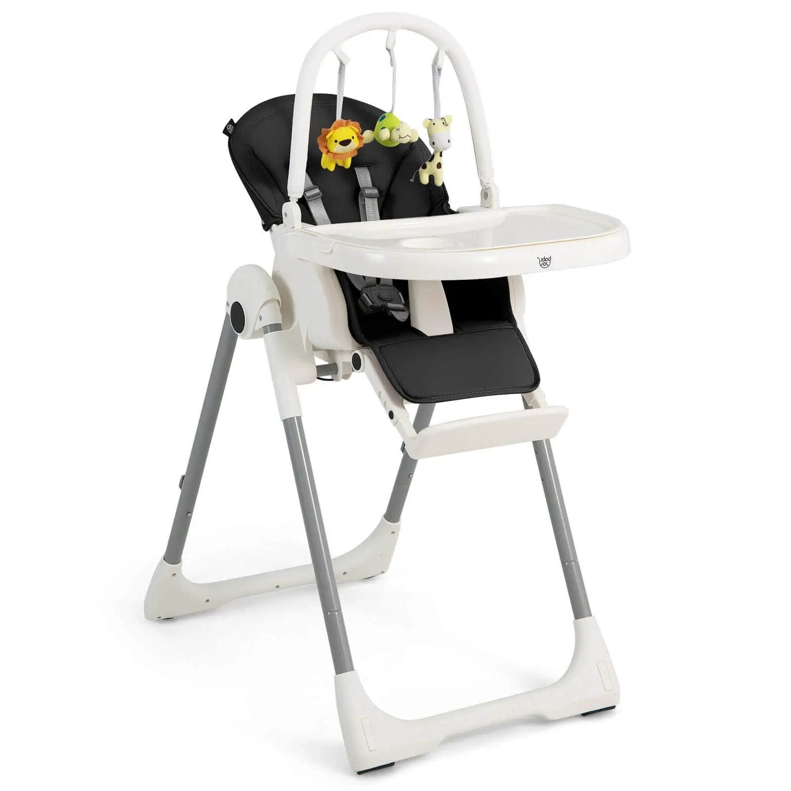 4-in-1 Foldable Baby High Chair with 7 Adjustable Heights and Free Toys Bar by DirectDeals
