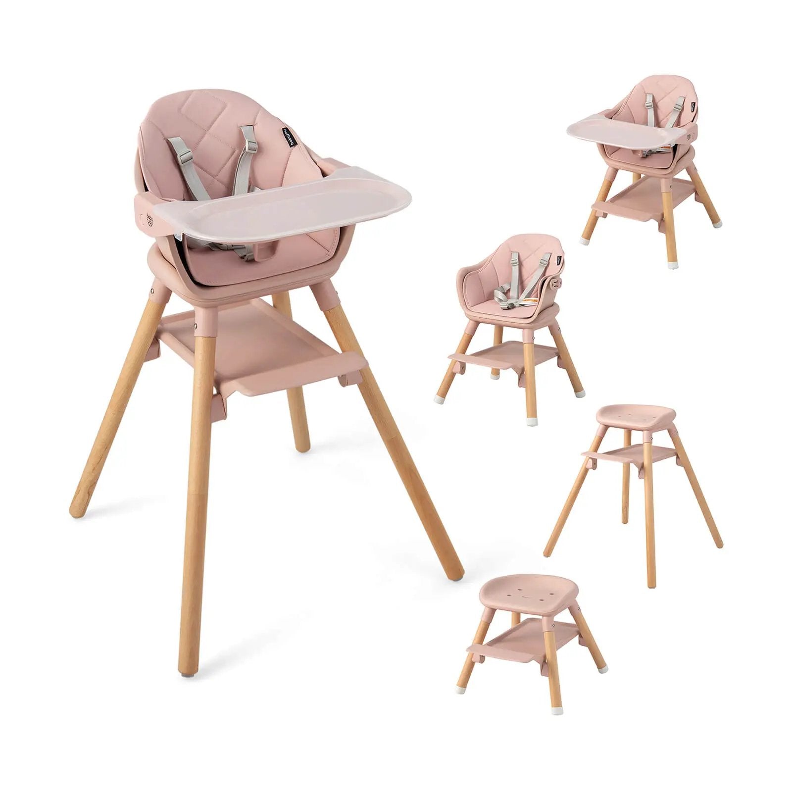 6-in-1 Baby High Chair with Removable Dishwasher and Safe Tray-White by DirectDeals