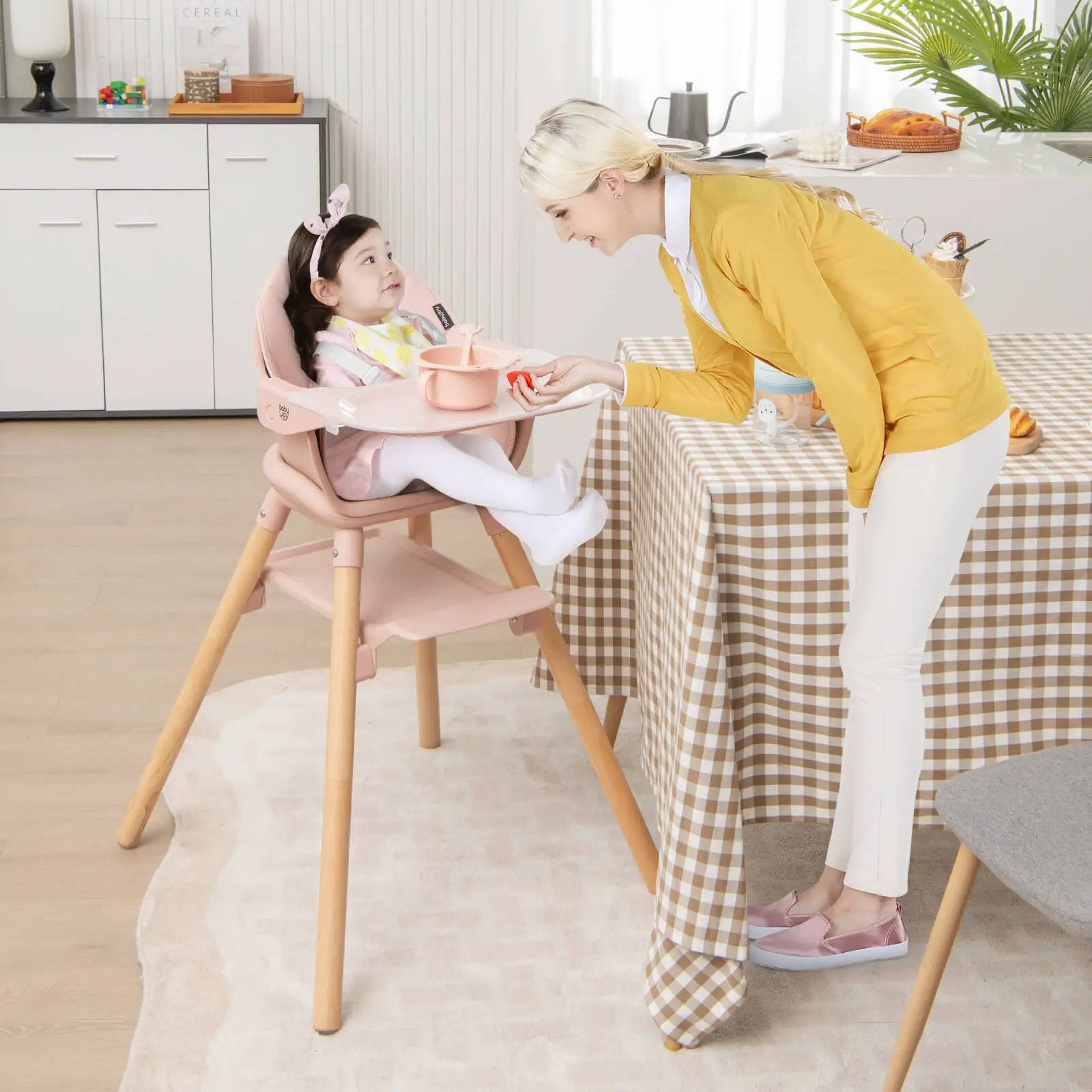 6-in-1 Baby High Chair with Removable Dishwasher and Safe Tray-White by DirectDeals