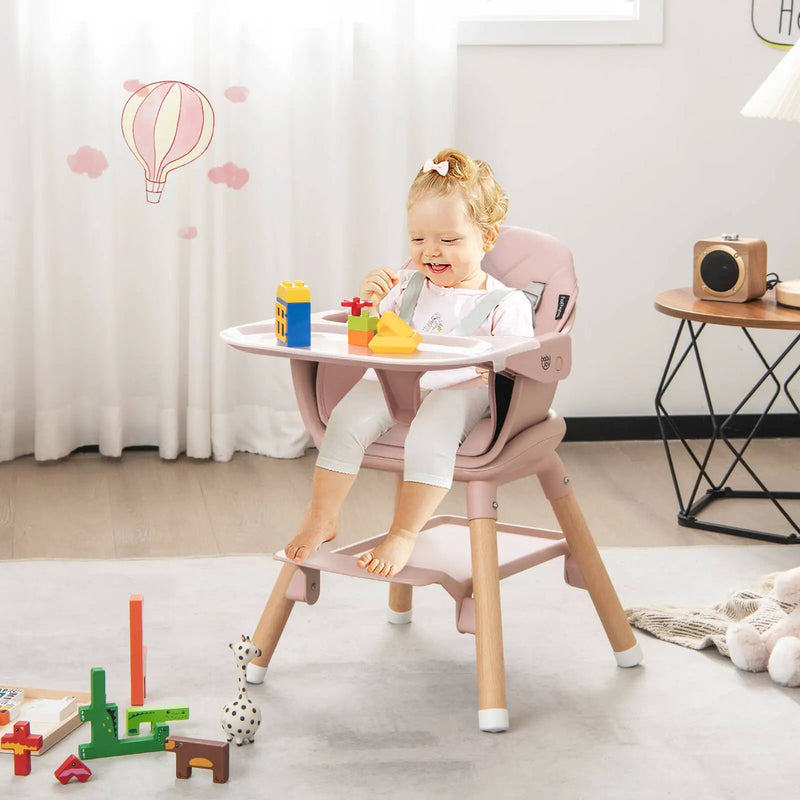 6-in-1 Baby High Chair with Removable Dishwasher and Safe Tray-White by DirectDeals