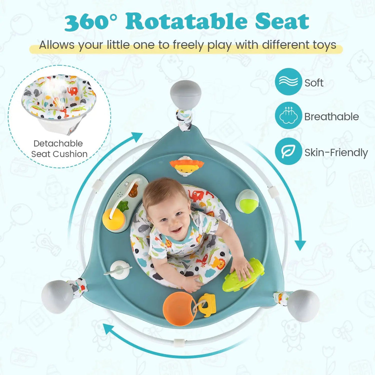 Baby Jump and Play Activity Center with Rotatable Seat and Interactive Toys, photo 8 of 15
