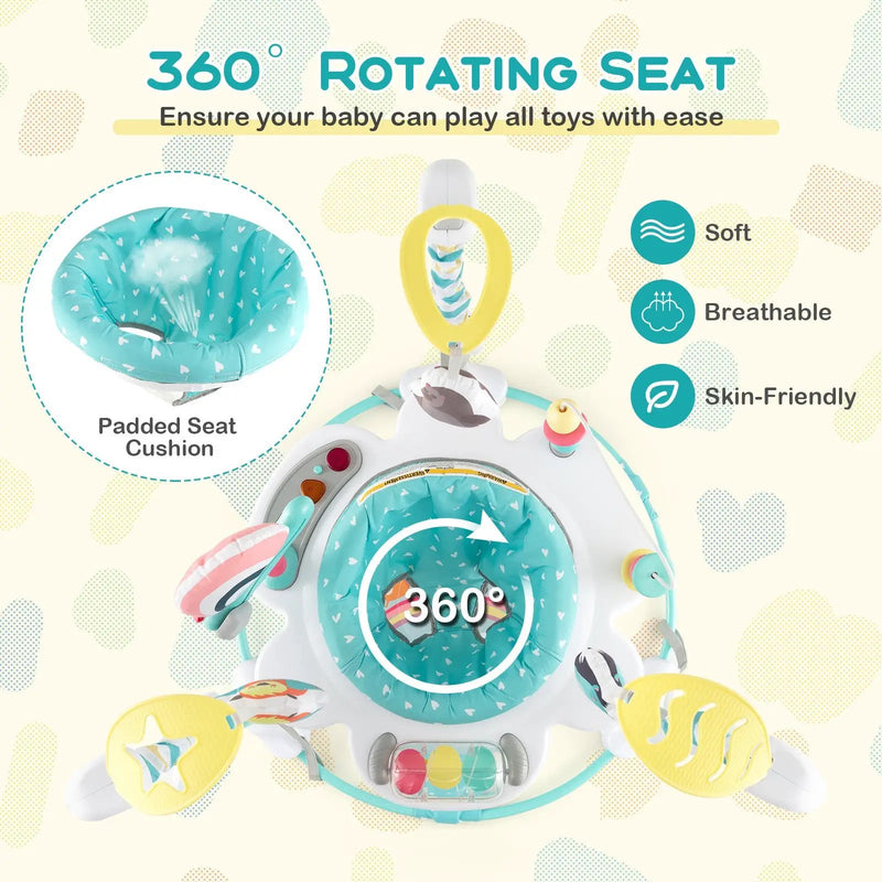 Baby Activity Center Height Adjustable Baby Bouncing Saucer with Interactive Toys by DirectDeals
