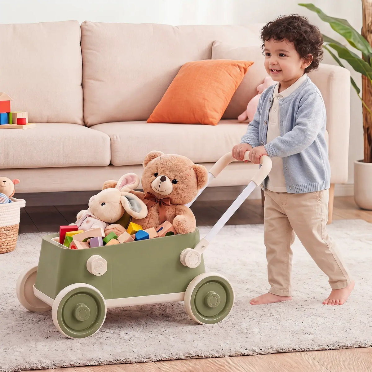 Push Walker with Storage Basket and Foldable Handle, photo 9 of 24