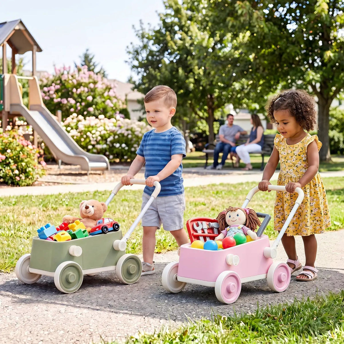 Push Walker with Storage Basket and Foldable Handle, photo 14 of 24