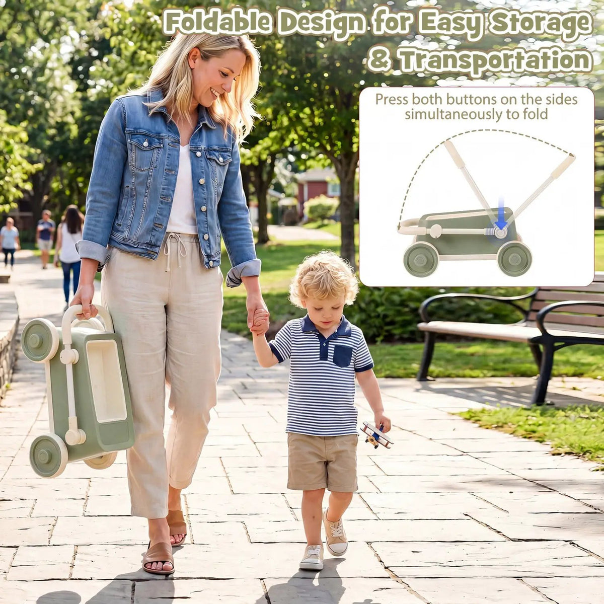 Push Walker with Storage Basket and Foldable Handle, photo 16 of 24