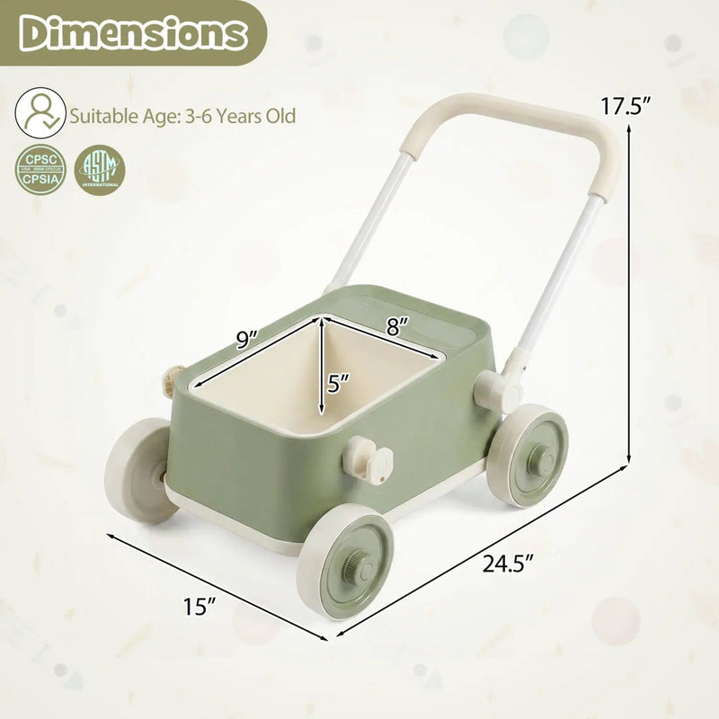 Push Walker with Storage Basket and Foldable Handle by DirectDeals