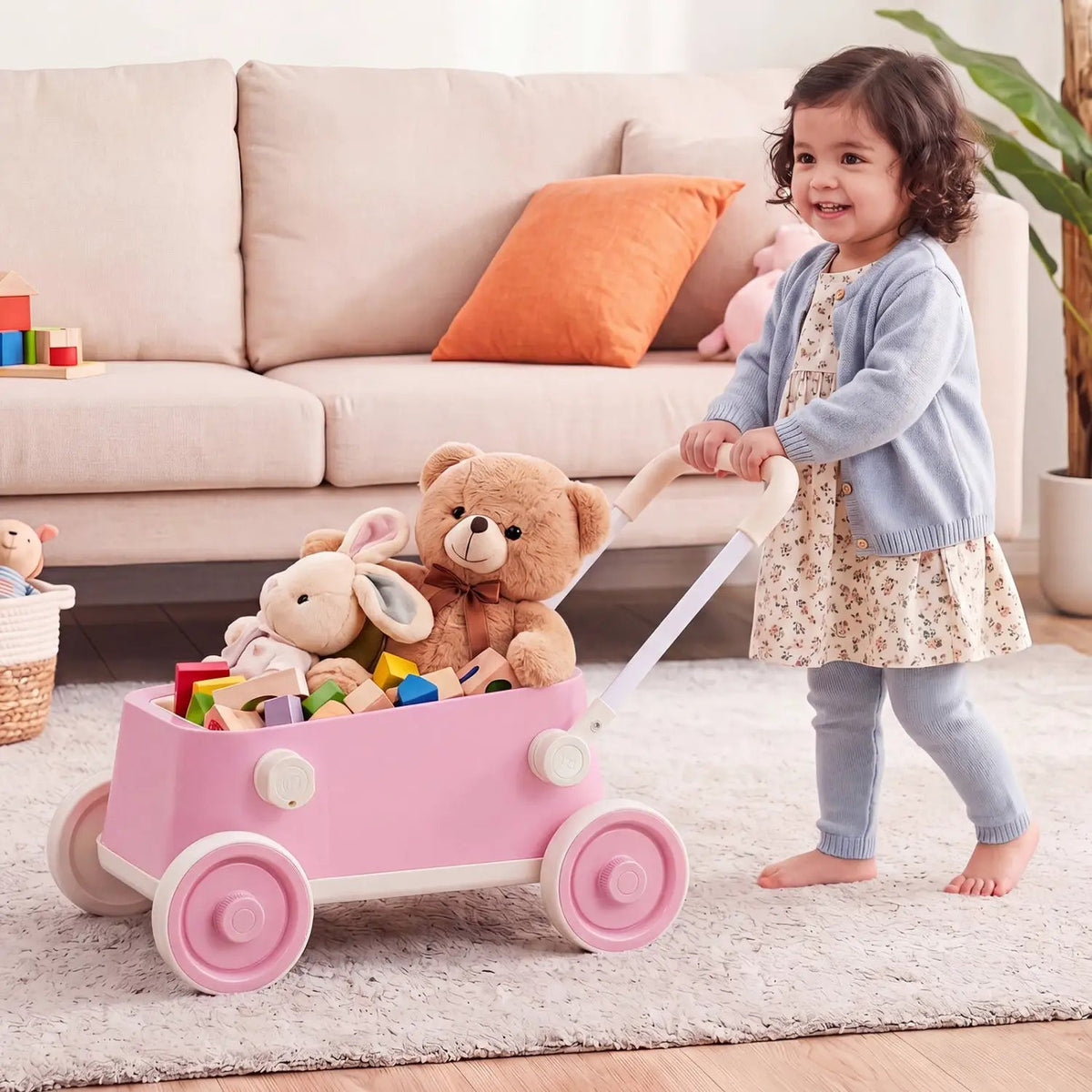 Push Walker with Storage Basket and Foldable Handle, photo 17 of 24