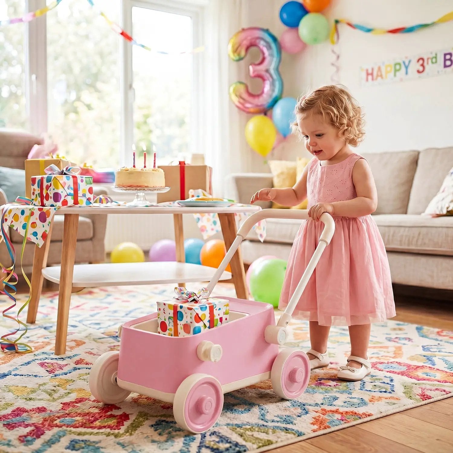Push Walker with Storage Basket and Foldable Handle by DirectDeals