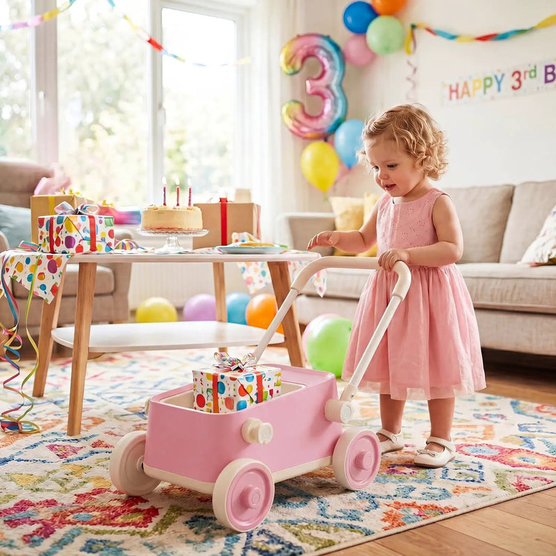 Push Walker with Storage Basket and Foldable Handle by DirectDeals