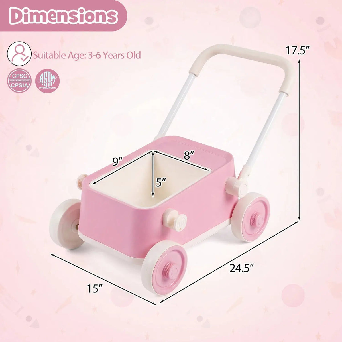 Push Walker with Storage Basket and Foldable Handle, photo 21 of 24