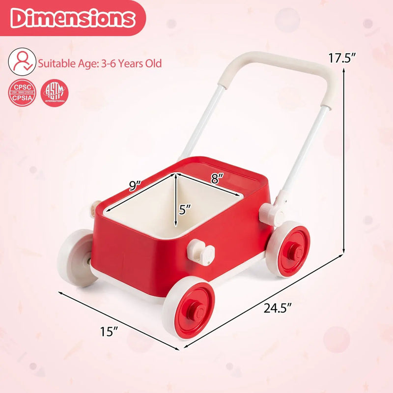 Push Walker with Storage Basket and Foldable Handle by DirectDeals