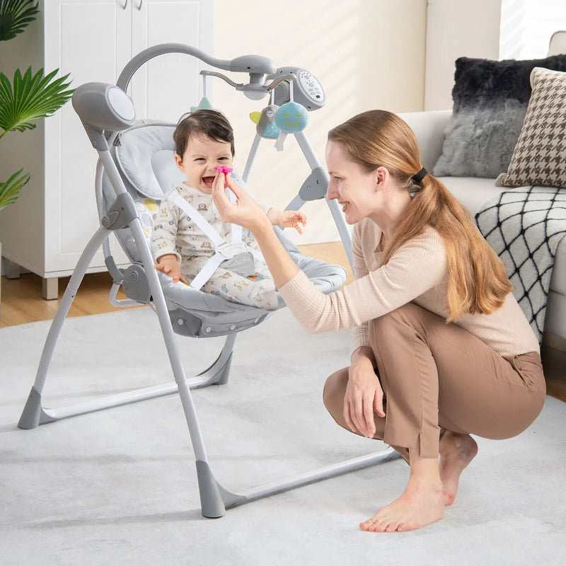 Electric Foldable Baby Rocking Chair with Adjustable Backrest by DirectDeals