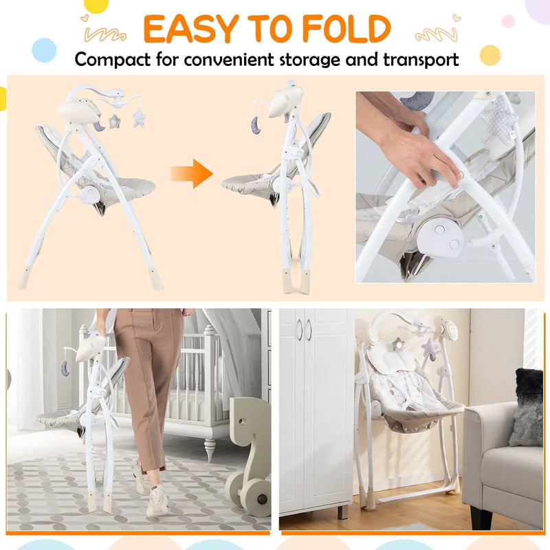 Electric Foldable Baby Rocking Chair with Adjustable Backrest by DirectDeals