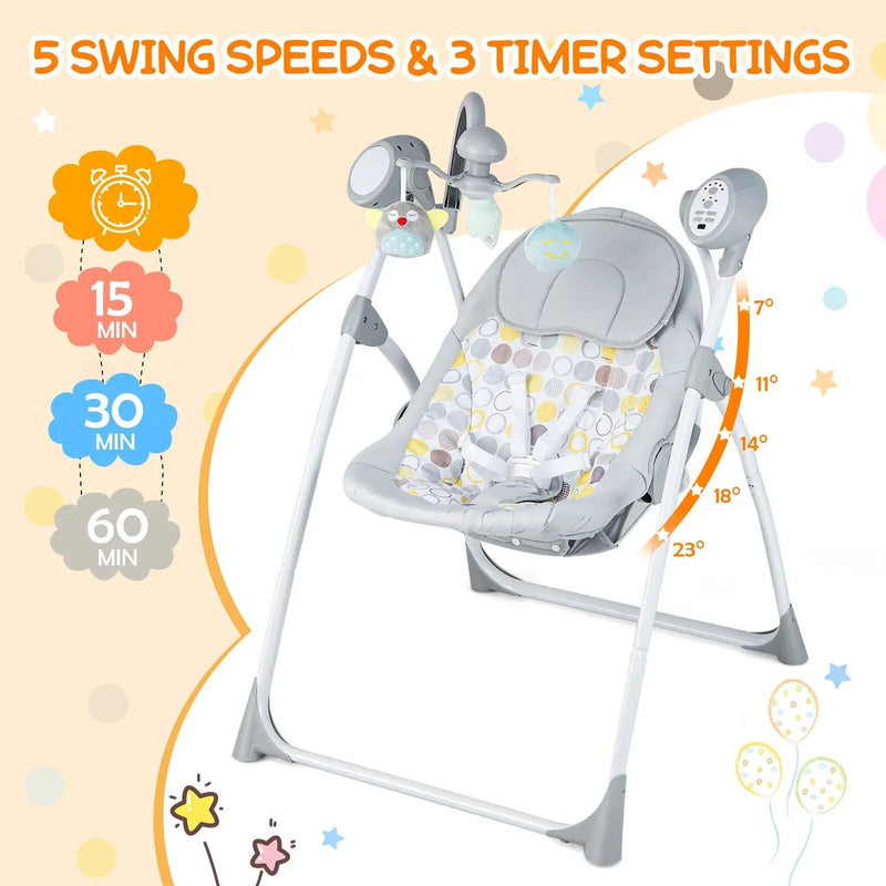 Electric Foldable Baby Rocking Chair with Adjustable Backrest by DirectDeals