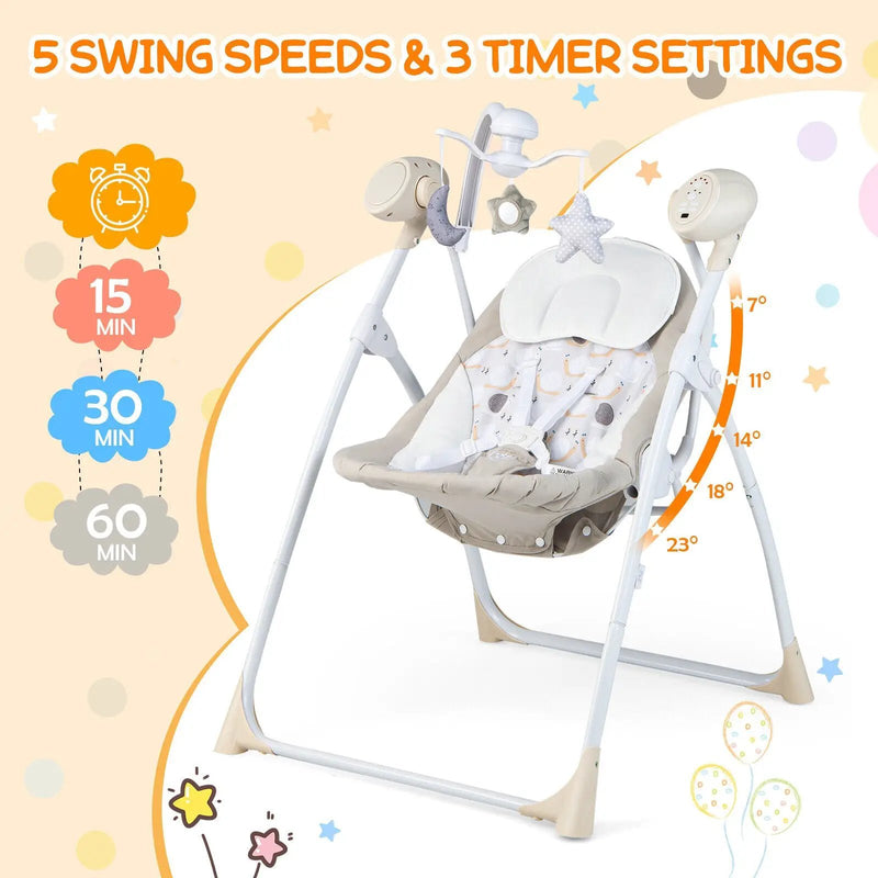 Electric Foldable Baby Rocking Chair with Adjustable Backrest by DirectDeals