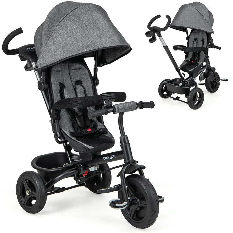 4-in-1 Baby Tricycle Toddler Trike with Reversible Seat and 5-Point Safety Harness by DirectDeals