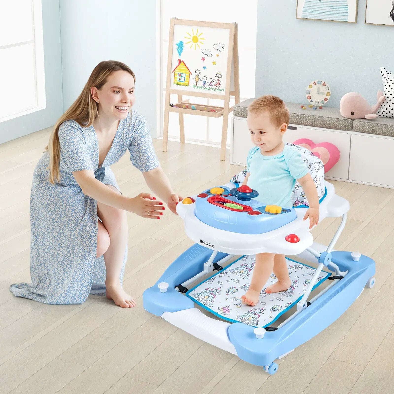 6 in 1 Foldable Baby Walker with Adjustable Height by DirectDeals