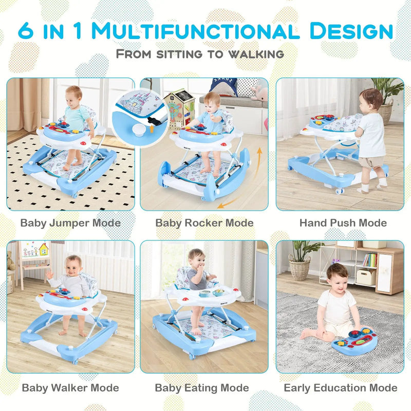 6 in 1 Foldable Baby Walker with Adjustable Height by DirectDeals