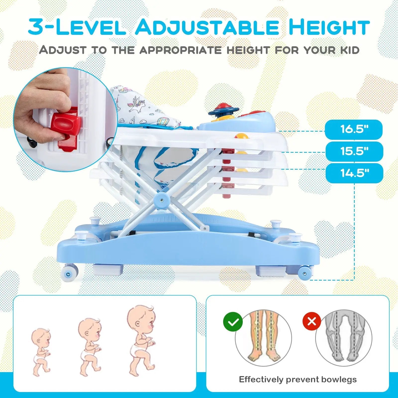 6 in 1 Foldable Baby Walker with Adjustable Height by DirectDeals