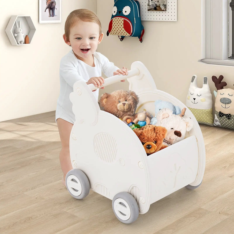 Baby Walker Push Toy with Handle for Boys Girls of 3+ Years Old-White by DirectDeals