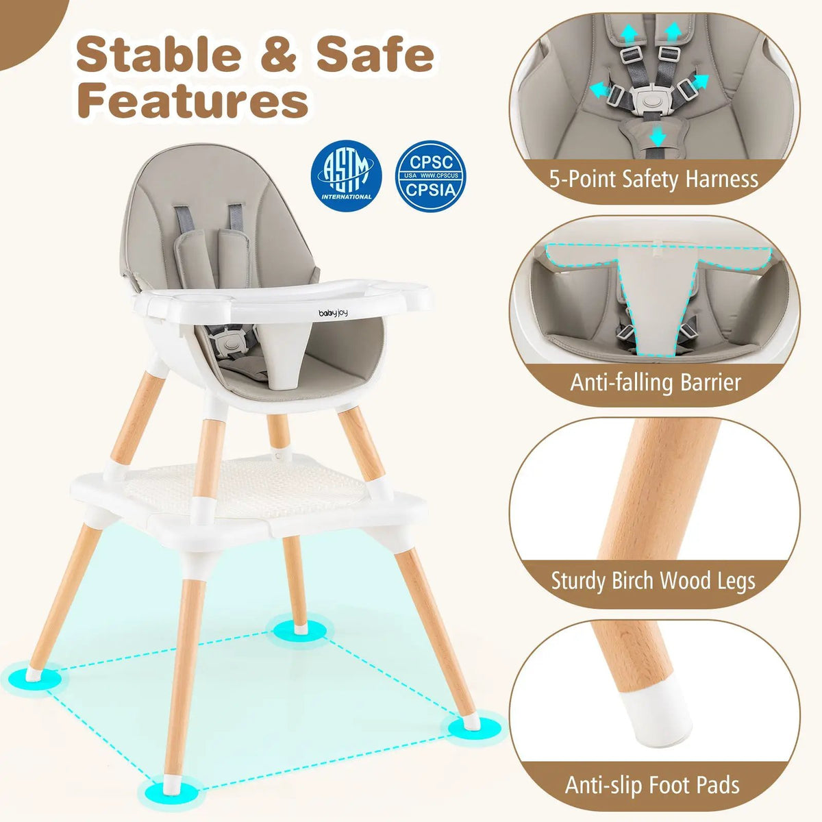 5-in-1 Baby Wooden Convertible High Chair, photo 13 of 32