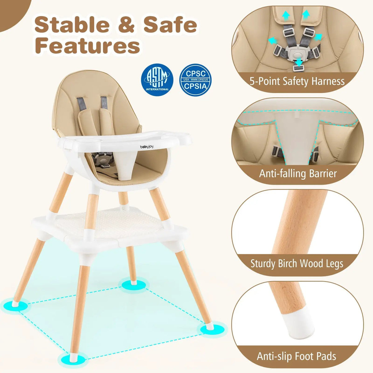 5-in-1 Baby Wooden Convertible High Chair, photo 18 of 32