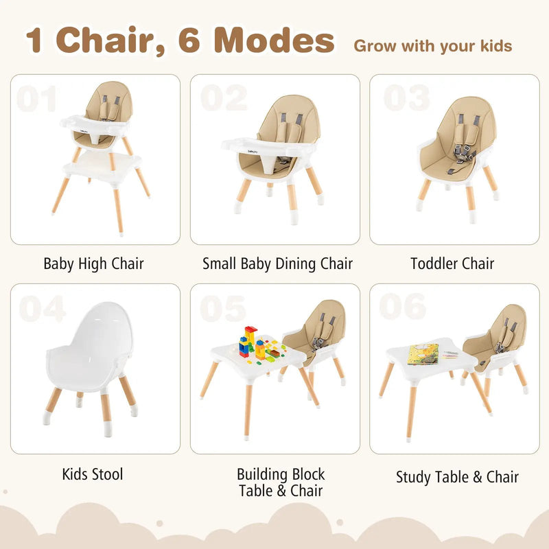5-in-1 Baby Wooden Convertible High Chair by DirectDeals