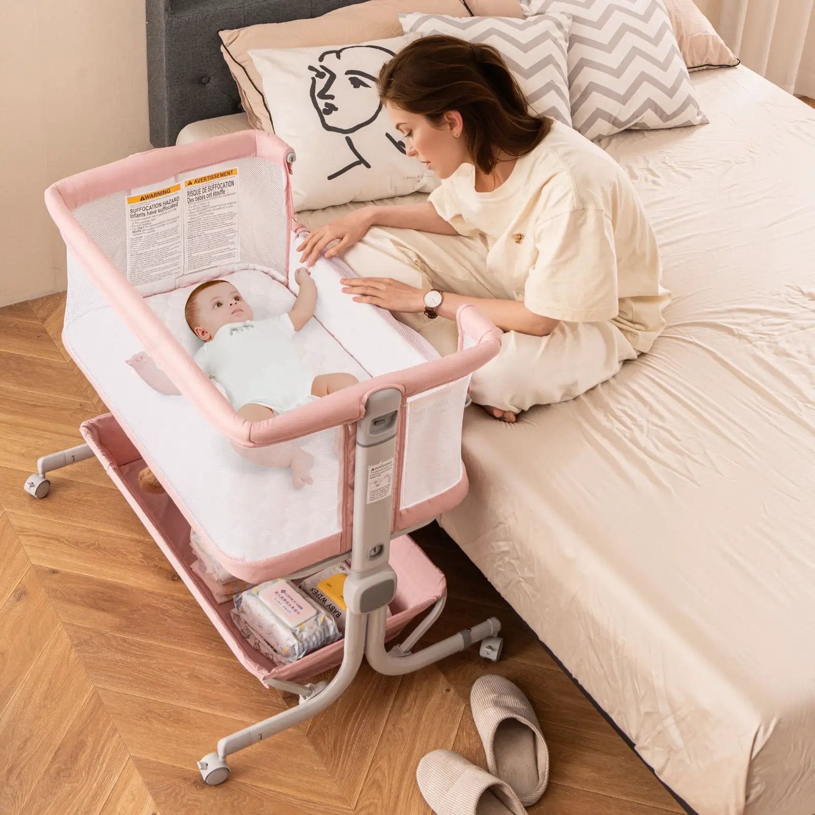 Bedside Sleeper Bassinet with 6-Level Adjustable Height by DirectDeals
