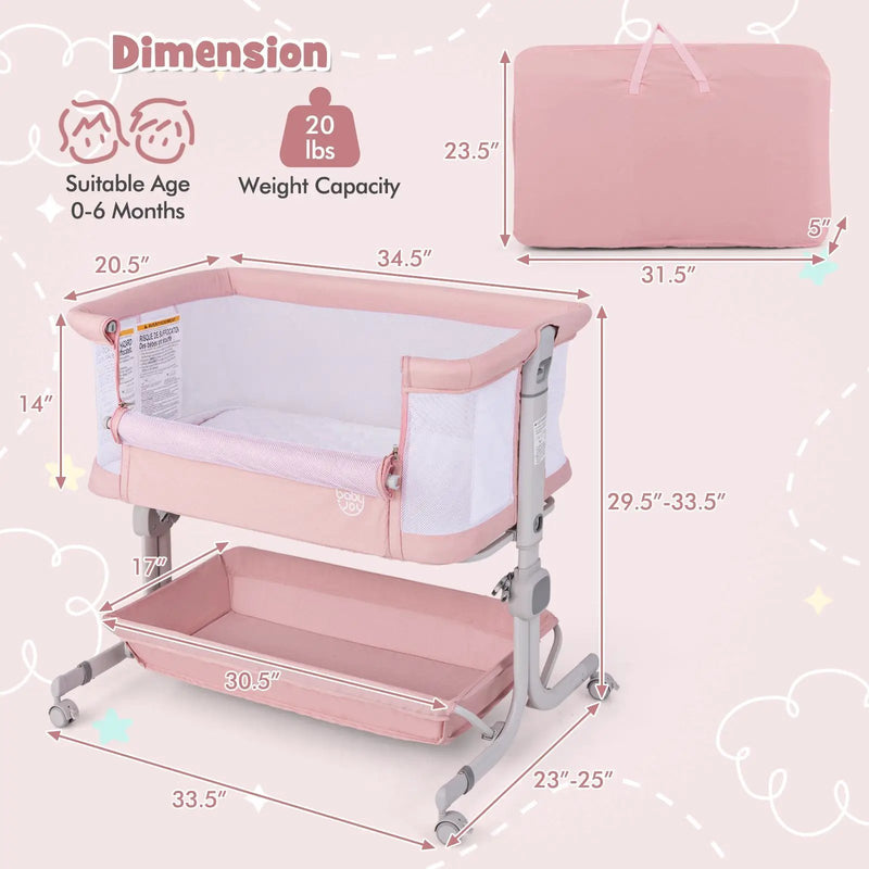 Bedside Sleeper Bassinet with 6-Level Adjustable Height by DirectDeals