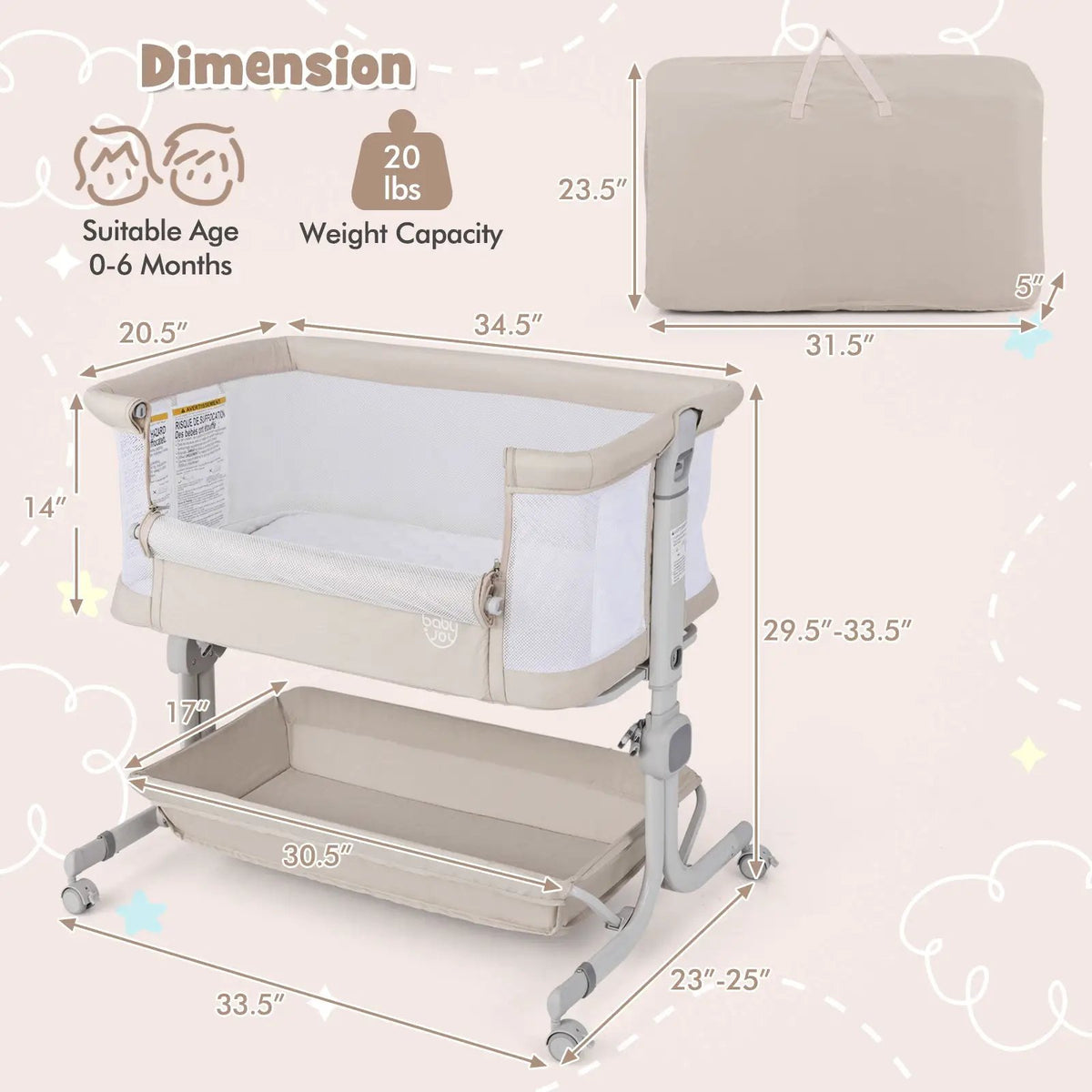 Bedside Sleeper Bassinet with 6-Level Adjustable Height, photo 4 of 12