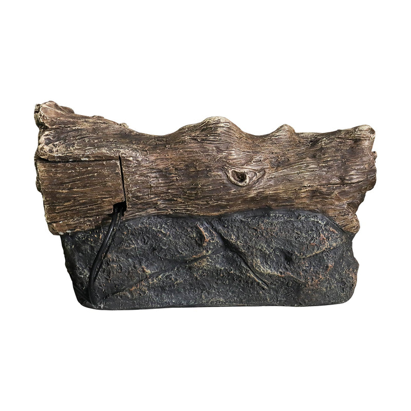 Resin Small Outdoor Water Fountain Fallen Log Form, back view