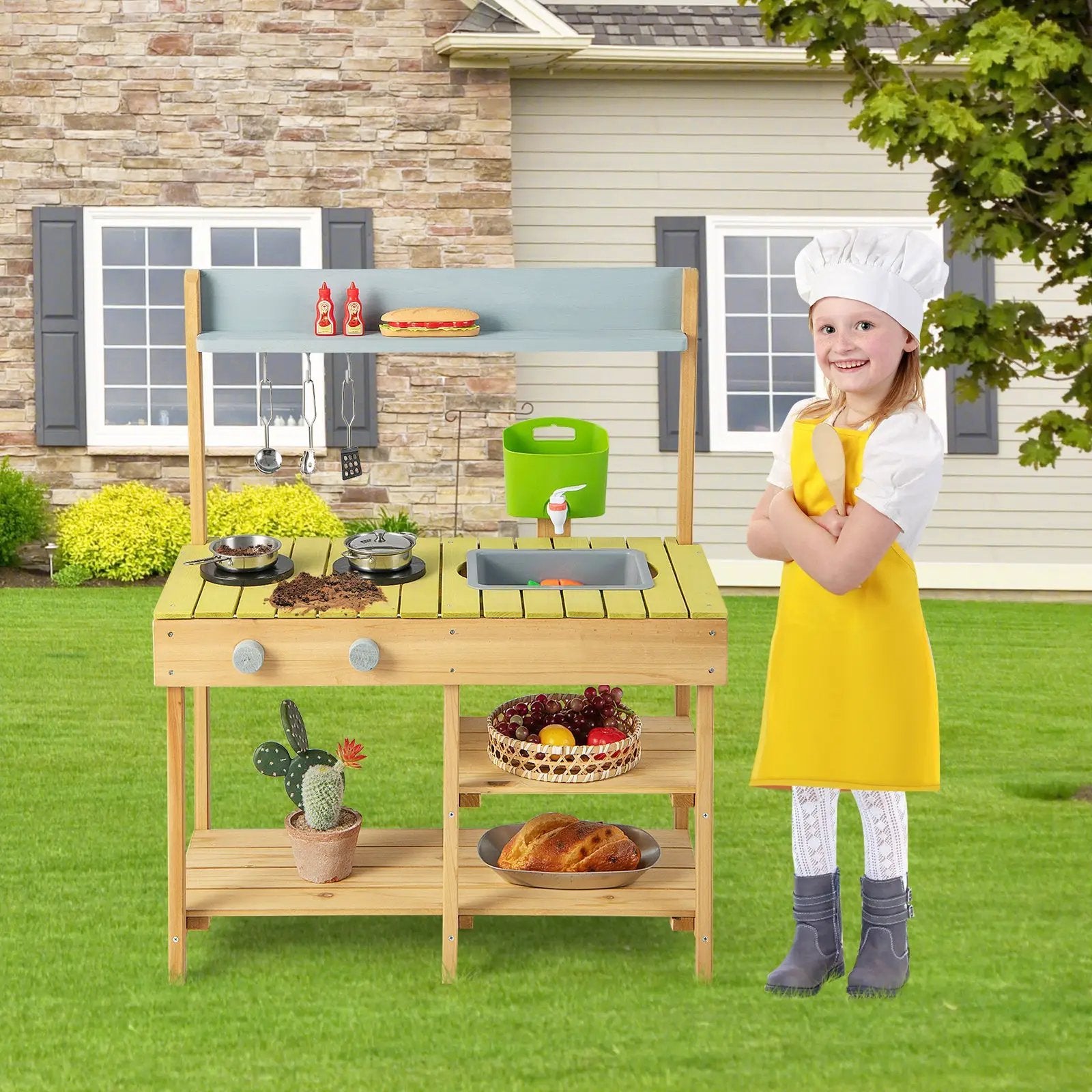 Backyard Pretend Play Toy Kitchen with Stove Top by DirectDeals