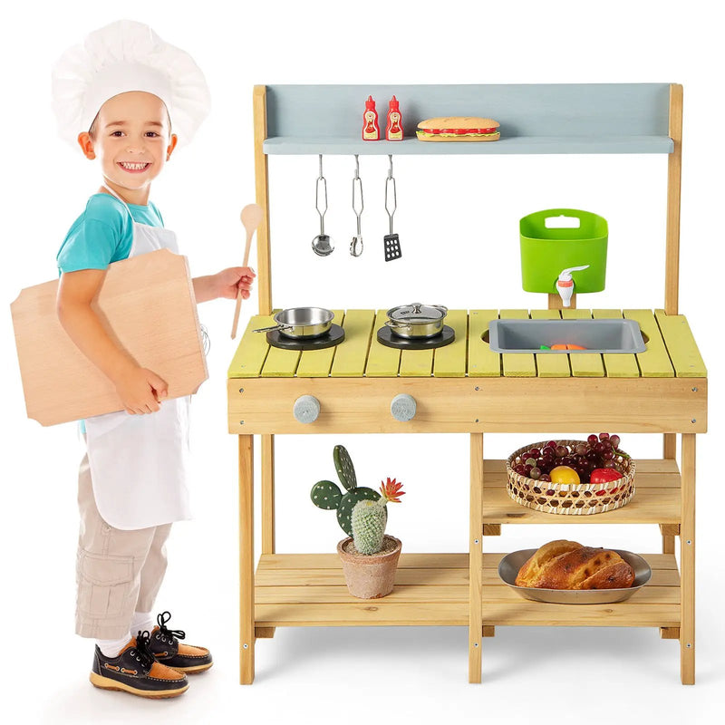Backyard Pretend Play Toy Kitchen with Stove Top by DirectDeals
