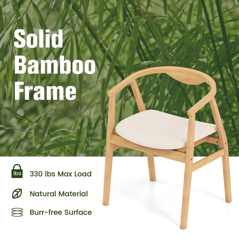 Bamboo Accent Chair with Armrest and Curved Backrest-Natural by DirectDeals