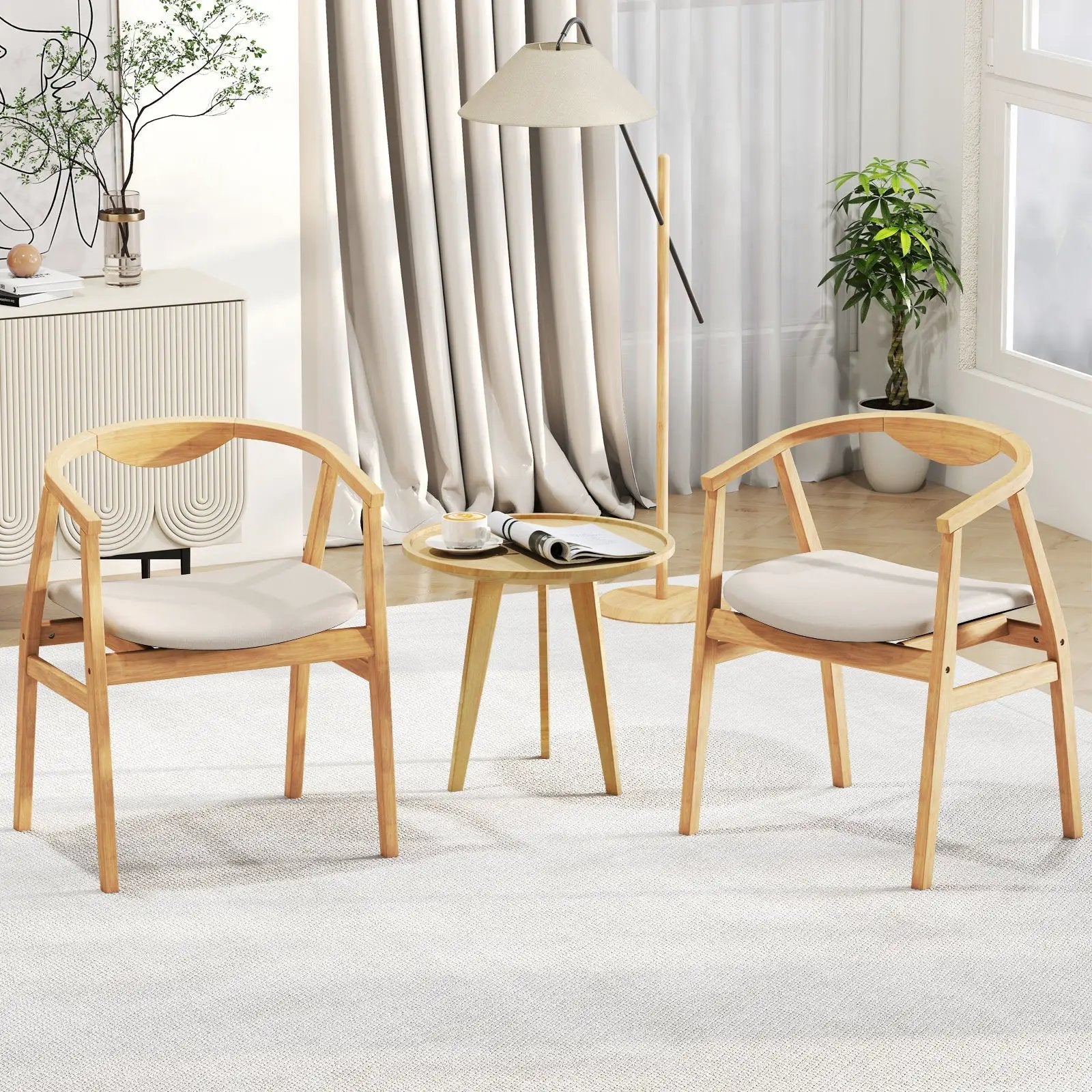 Bamboo Accent Chair with Armrest and Curved Backrest-Natural by DirectDeals