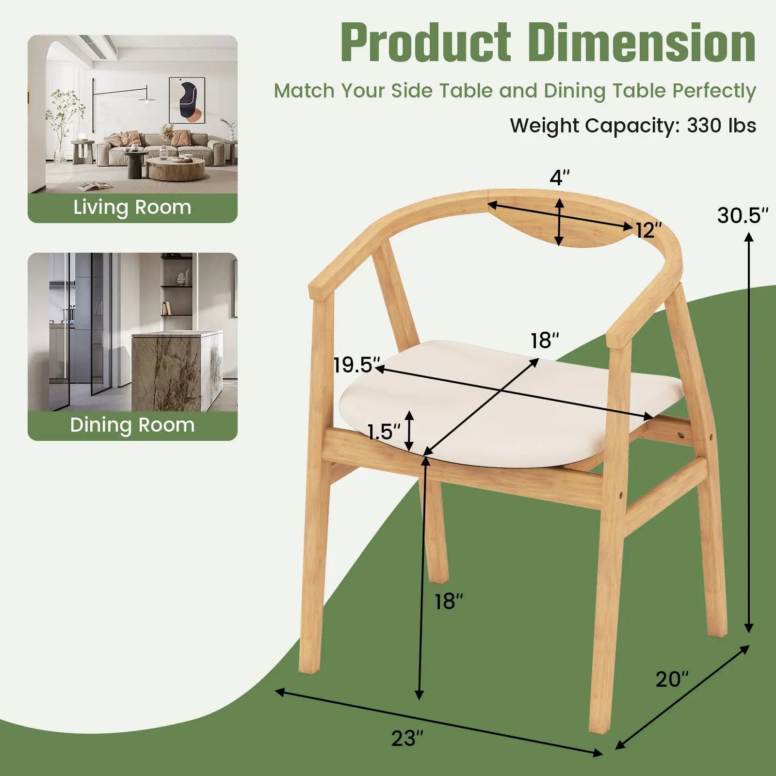 Bamboo Accent Chair with Armrest and Curved Backrest-Natural by DirectDeals