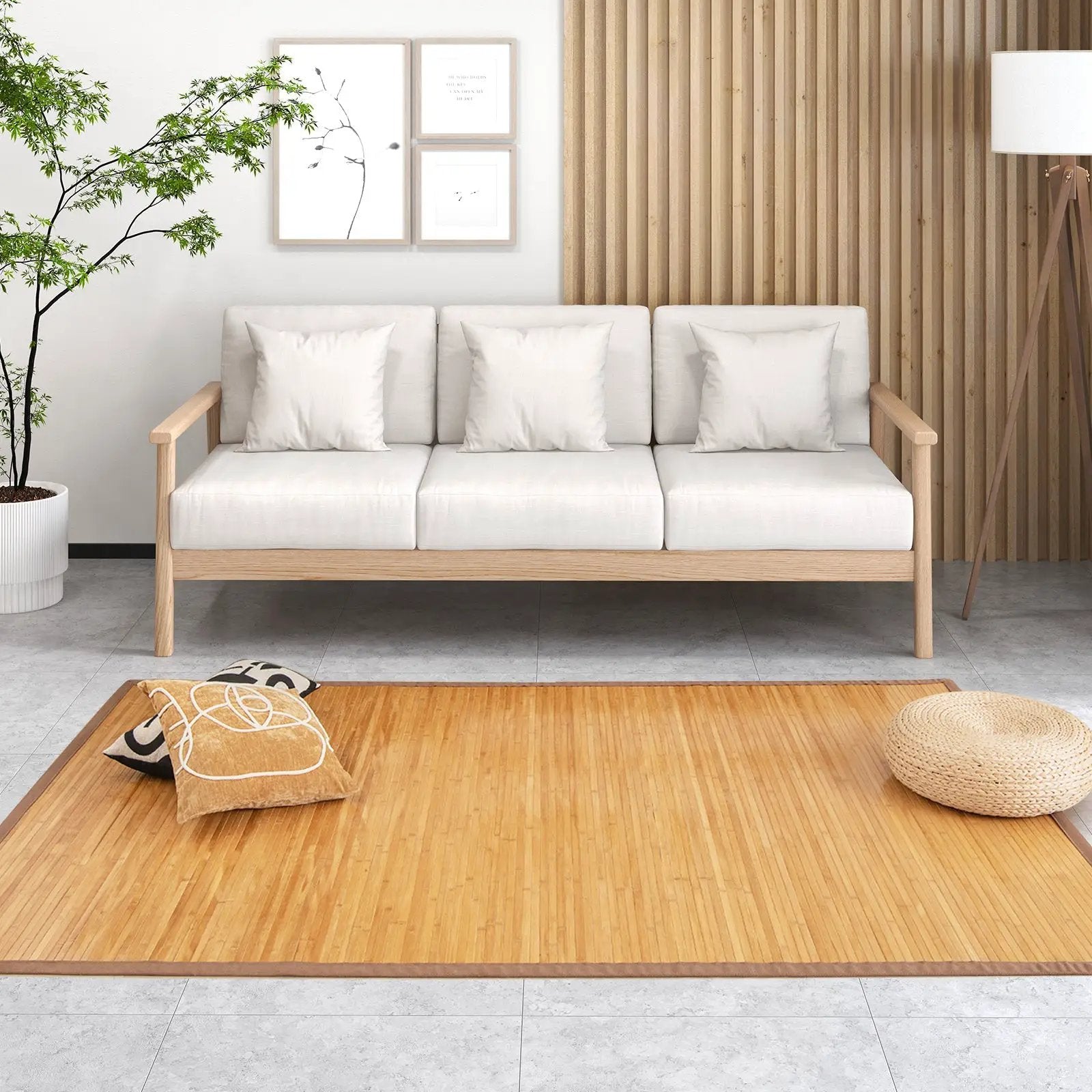 5 x 8 Feet Bamboo Floor Mat with Anti-Slip Backing for Living Room Bedroom by DirectDeals
