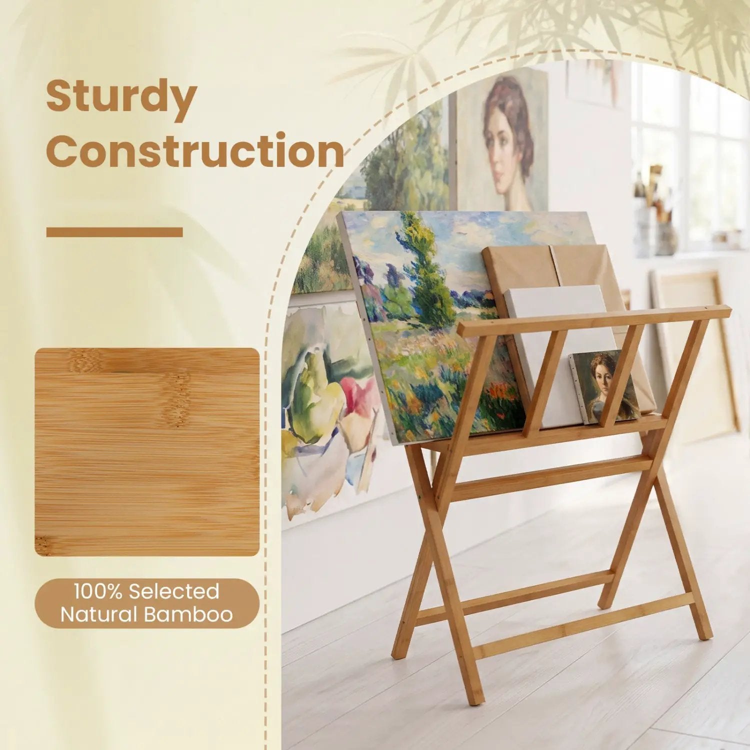 Bamboo Art Print Rack for Canvas Storage and Display by DirectDeals