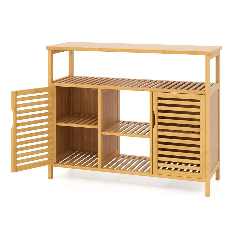 Bamboo Bathroom Cabinet with Shelves and Doors-Natural by DirectDeals