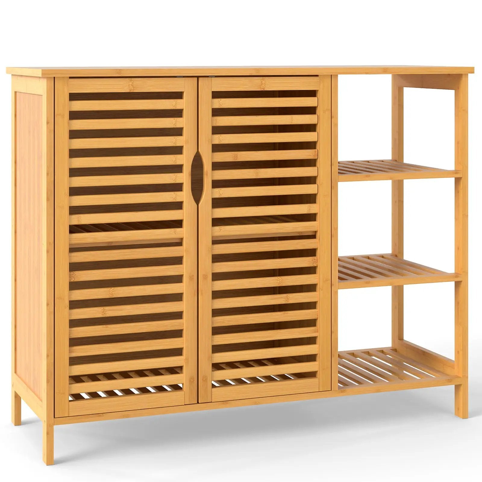 Bamboo Bathroom Cabinet 2-Door Storage Organizer with Shelves-Natural by DirectDeals