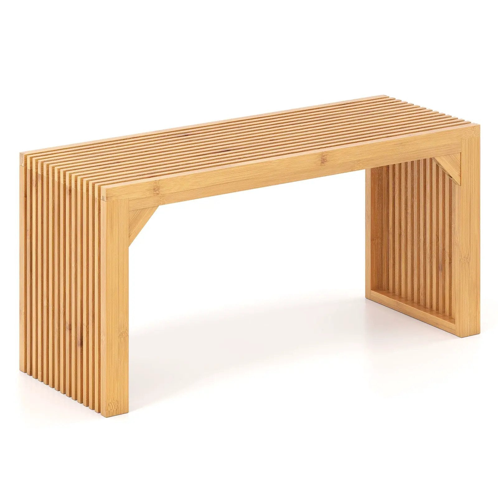 Bamboo Dining Bench Long Entryway Bench Indoor Outdoor Solid Wood Bench-Natural by DirectDeals