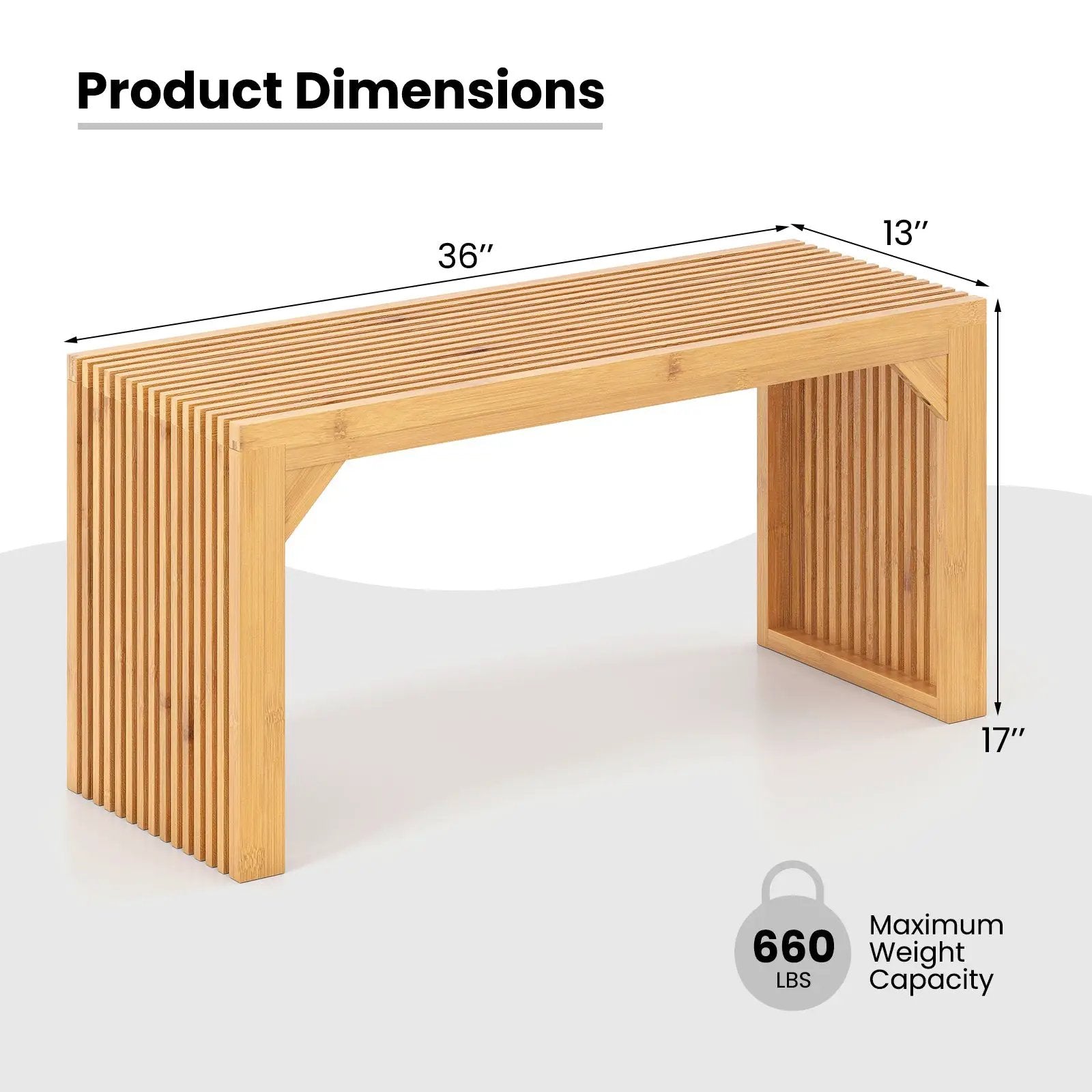Bamboo Dining Bench Long Entryway Bench Indoor Outdoor Solid Wood Bench-Natural by DirectDeals
