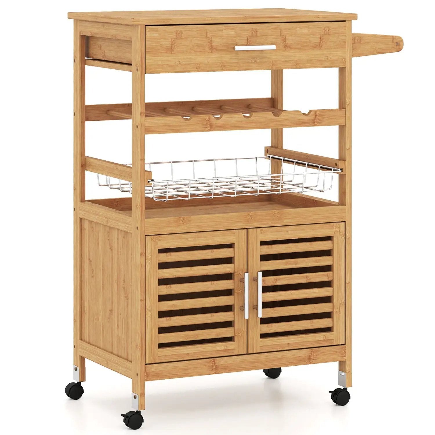 Rolling Kitchen Island Cart with Wine Rack and Storage by DirectDeals