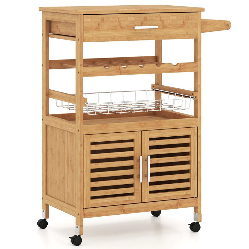 Rolling Kitchen Island Cart with Wine Rack and Storage by DirectDeals