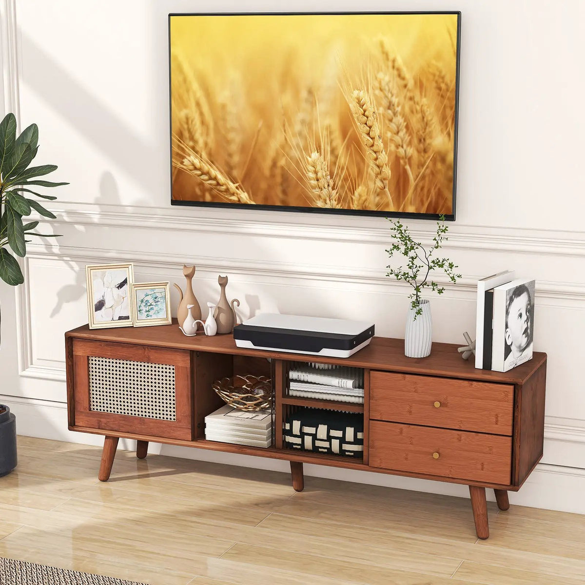 Bamboo TV Stand for TV up to 65 Inch