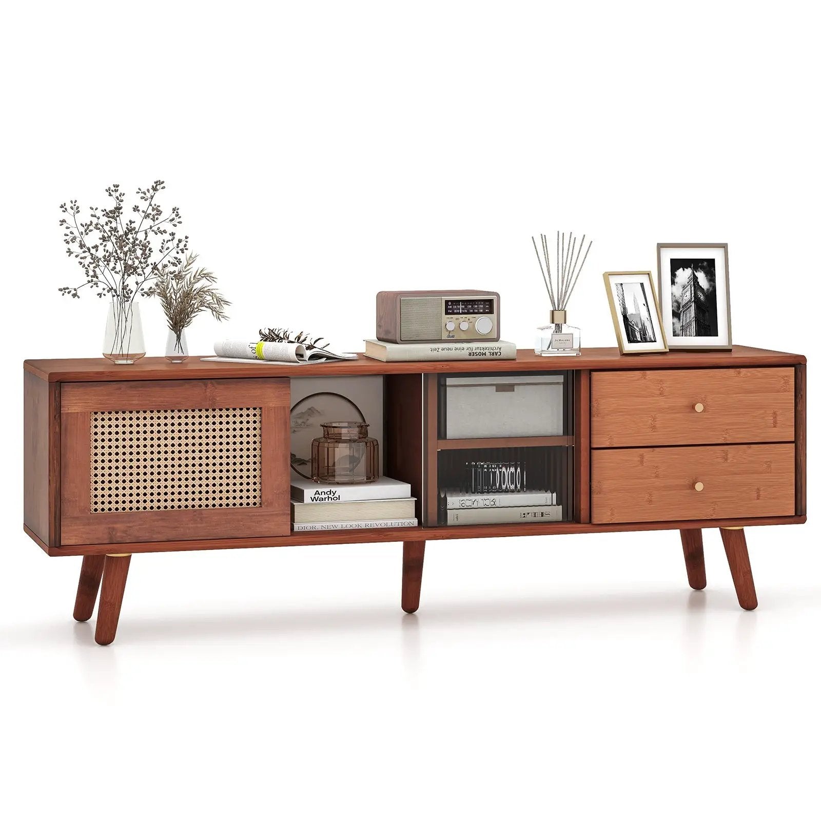 Bamboo TV Stand for TV up to 65 Inch by DirectDeals