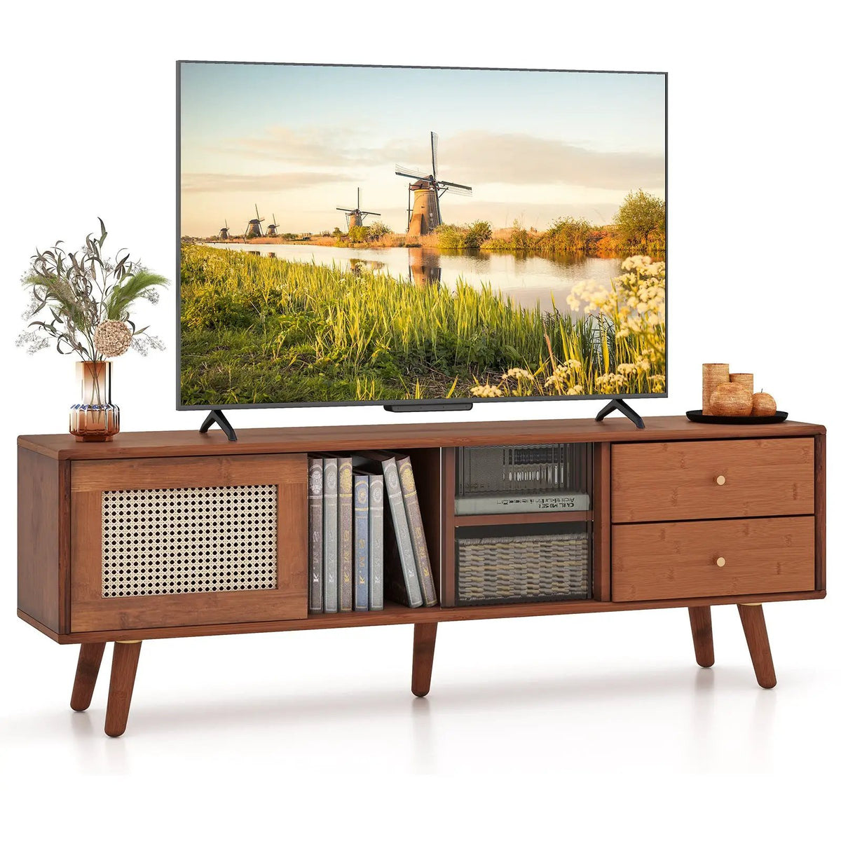 Bamboo TV Stand for TV up to 65 Inch, photo 5 of 9
