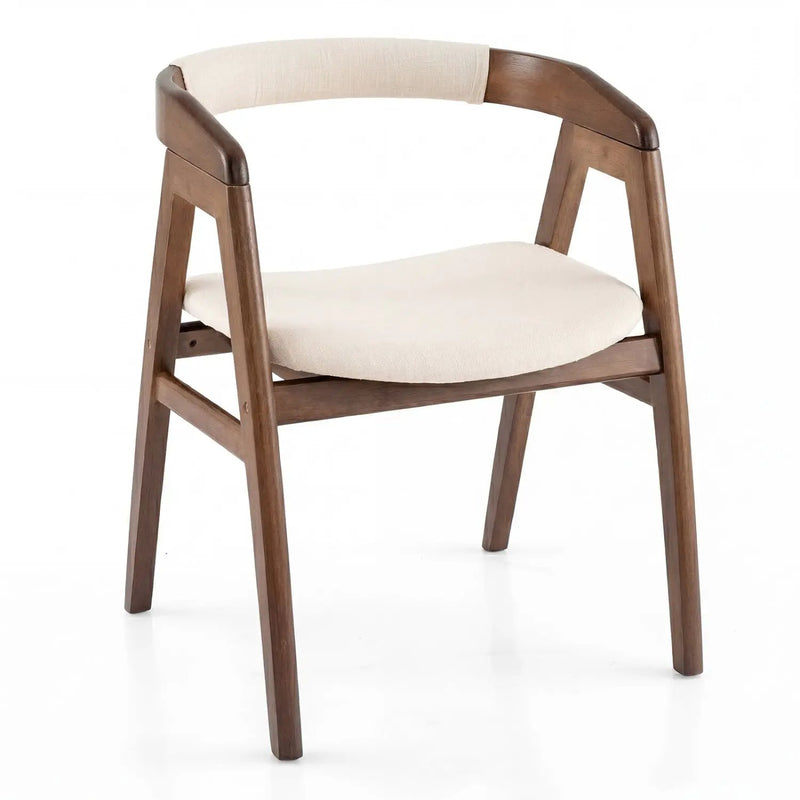 Leisure Bamboo Dining Chair with Curved Back and Anti-slip Foot Pads-Natural by DirectDeals