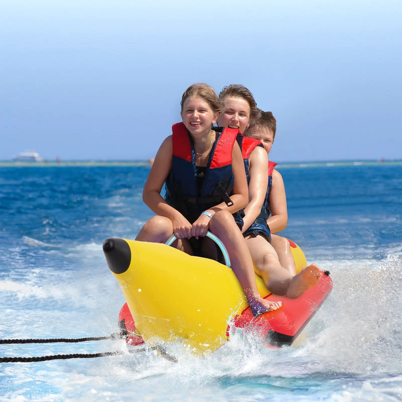 3-Person Inflatable Banana Boat with Electric Air Pump Carrying Bag and Repair Kit by DirectDeals